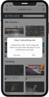 Instant text message ad preview on mobile phone