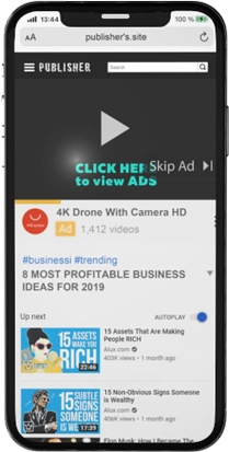 Video pre-roll ad preview on mobile phone